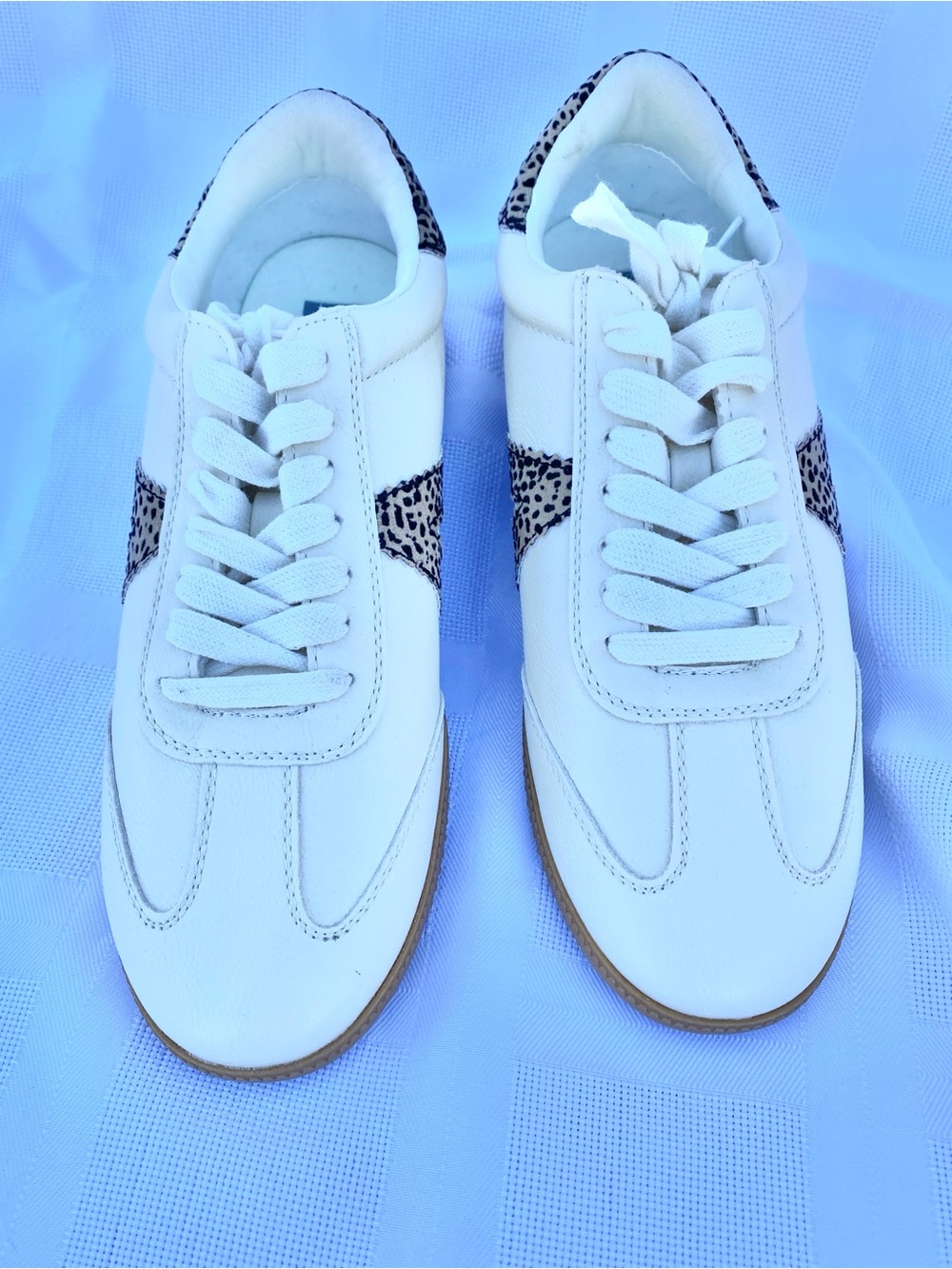 MIA White Sneakers with Leopard Accent, Size 8